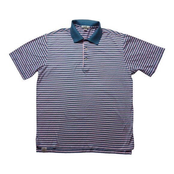 Peter Millar Polo Shirt Men's Size M Pink Striped - Picture 3 of 11